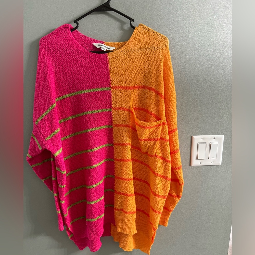 Davi And Dani Color Block Stripe Lightweight Swea… - image 1
